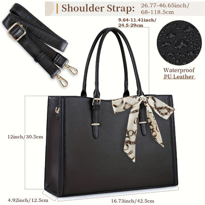 IGOLUMON Laptop Bag For Women 15.6 Inch Laptop Tote Bag Waterproof Work Bag Computer Briefcase School Bag Office Professional Large Capacity Handbag Shoulder Bag Black