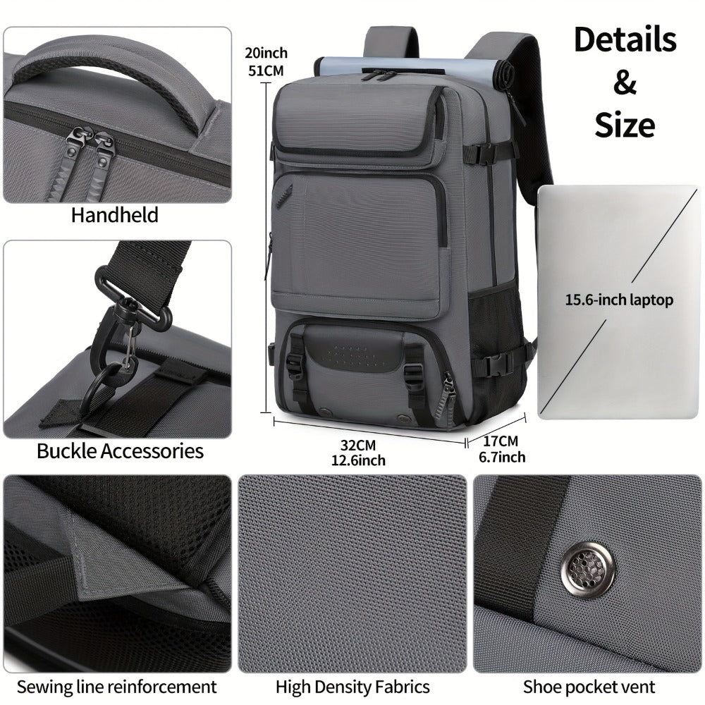 Men'S Duffel Bag Hiking Backpack, Large Capacity Laptop Backpack, Business, Work, Gym, Weekend Bag, Daily Commute with Shoe Compartment And USB Charging Port