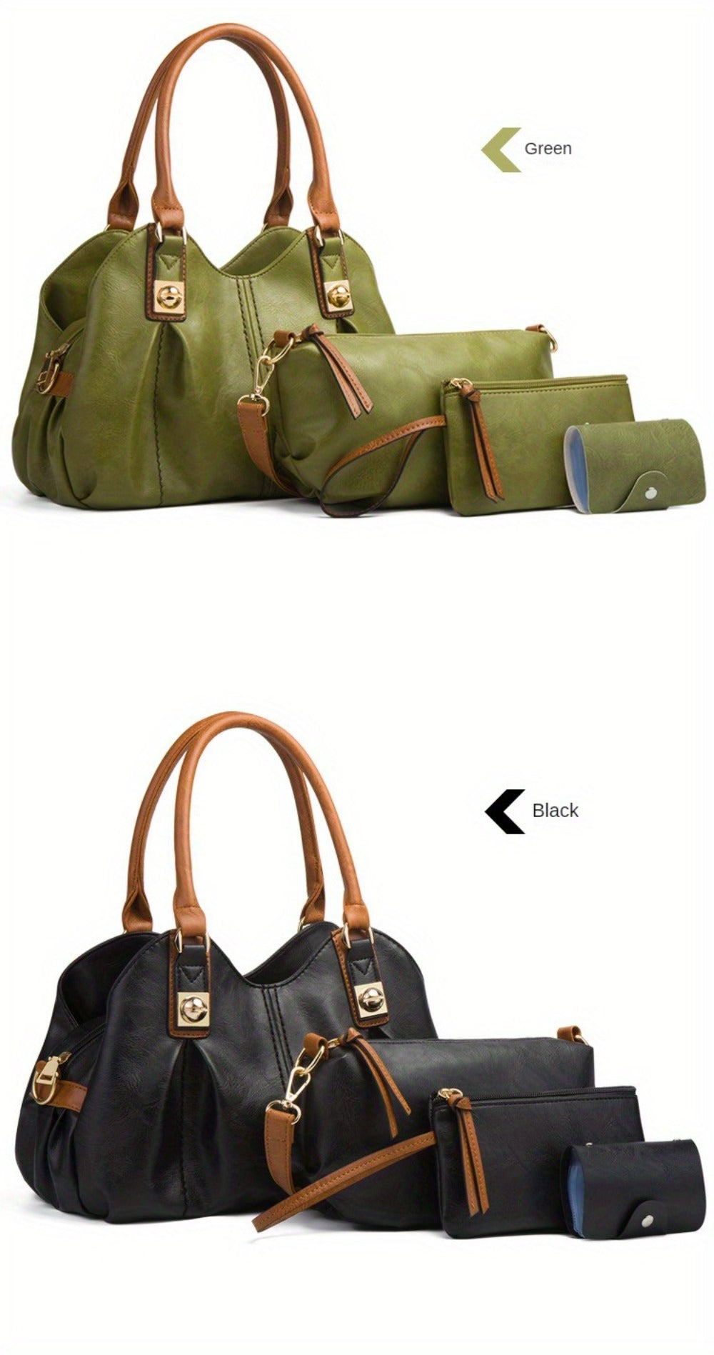 4pcs Vintage Handbag - Large Capacity, Multi-pocket, Women's Casual Tote Shoulder Bag Diagonal Span Bag