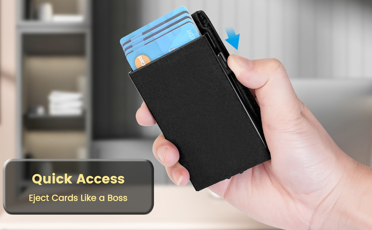 Minimalist Slim Wallet for Men with Money Clip RFID Blocking Wallet Pop Up Aluminum Case Credit Card Holder with Gift Box