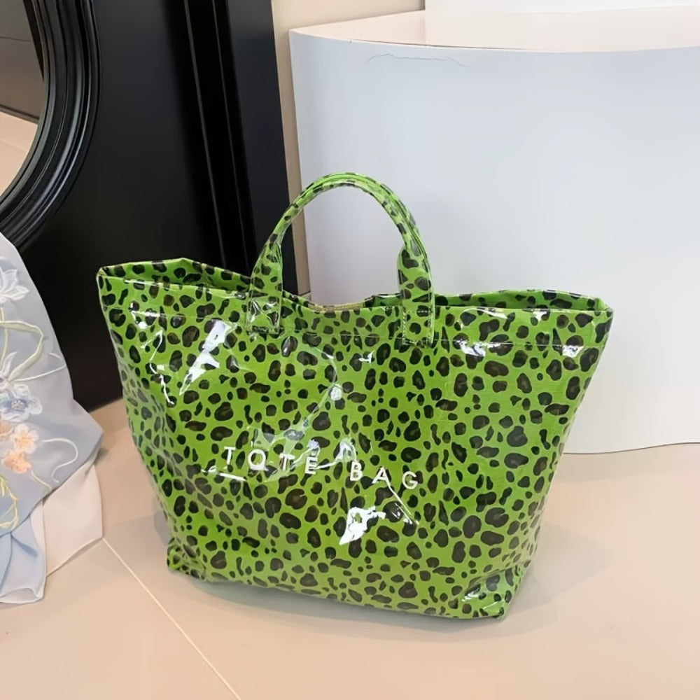 Women'S High Quality PVC And Wrinkle Paper Transparent Handbag - Large 13.2-Inch Transparent Shoulder Bag with 2 Compartments, White Letter Printed Design, Suitable for Work, Travel, Beach, And Daily Use, High Quality Bag