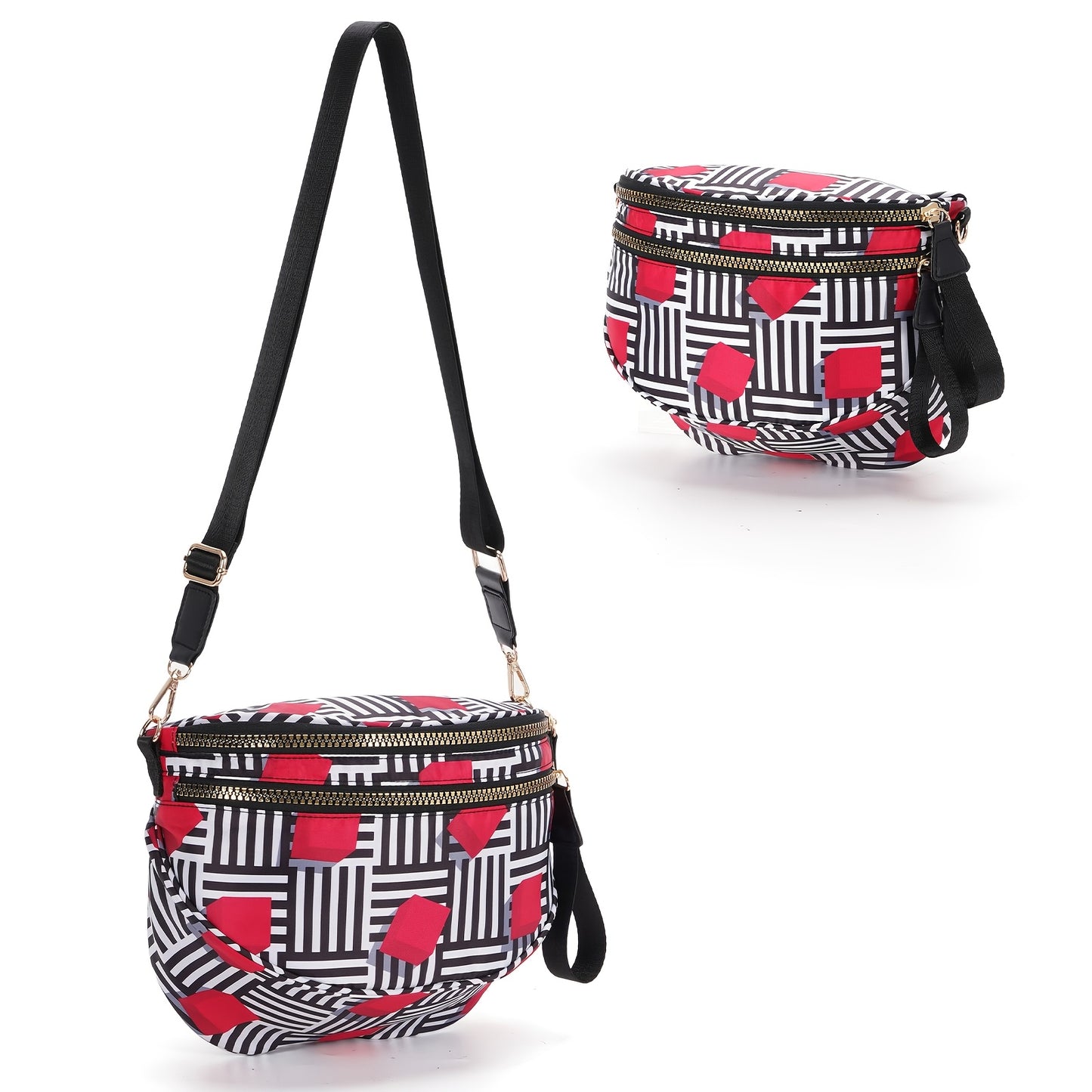 Women's PU Crossbody Bag with Plaid Design & Hands-Free Phone Use - Adjustable Strap Shoulder/Waist Bag, Spacious Zipper Closure, Suitable for Daily Use & Special Occasions, Urban Fashion Tote Compatible for Smartphones