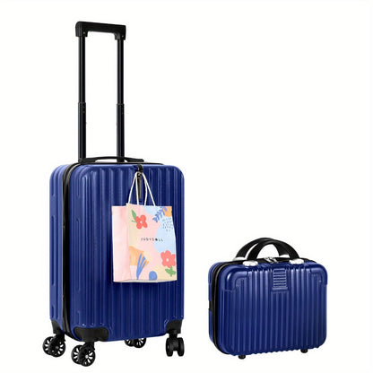 2pcs Hardside Luggage Set 20In Carry-On And 14In Bag, Spinner Wheels, TSA Approved Lock, Hooks, for Short Trips And Business Travel