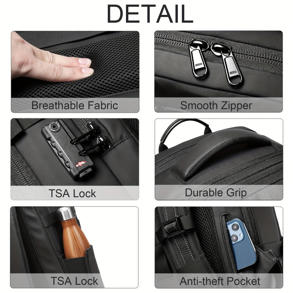 Somago Vacpack Backpack, 15.85gal Expandable Backpack with Vacuum Compression, TSA Lock Laptop Backpack Fit for 16 Inch PC with Air Pump, Anti Theft Travel Vacuum Backpack Space Saver Backpack