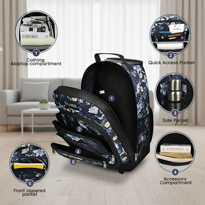 20 Inch Travel Rolling Backpack with Retractable Handle,Large Capacity Backpack with Wheels for Women & Men,Printing Travel Trolley Suitcase Bag for Weekend, School, Overnight, Work