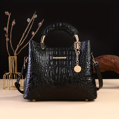 Elegant Luxury Crocodile Print Tote Bag - Women's Fashion Handbag, Shoulder Bag, Crossbody Bag & Purse