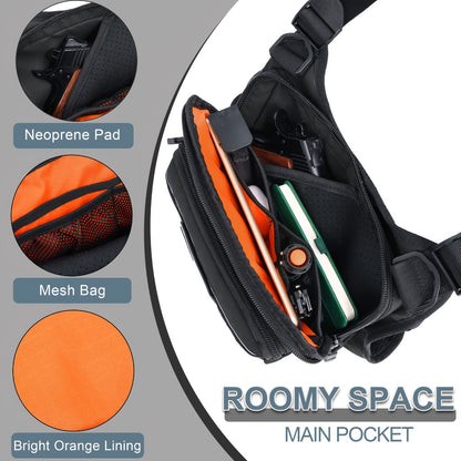 [Tactical Chest Bag] Men's Tactical Chest Bag - Lightweight Adjustable EDC Running Chest Pack - Multi-Pocket Outdoor Vest for Running, Hiking, Cycling & Exercise - EVA Breathable Material - Unisex Sports Chest Pouch for Outdoor Activities
