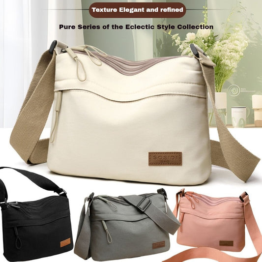 Spacious Canvas Tote for Women - Features Multiple Zippered Sections, a Versatile Crossbody Bag with a Easy Design, Equipped with 5 Pockets And an Adjustable Strap, Ideal for Work, Daily Travel, And Shopping