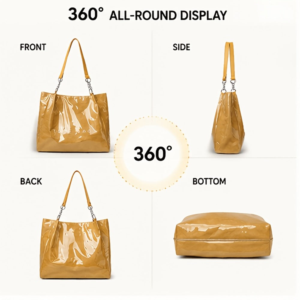 New Stylish Women'S Multi-Functional Bag, PVC Shoulder Crossbody Tote Bag, Sleek Minimalist Design Handheld Shopping Carryall, Spacious for Cosmetics And Daily Essentials, Ideal for Shopping, Travel, Camping, Beach Trips