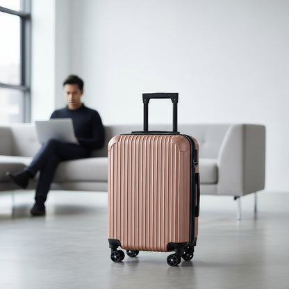 Luggage Trolley Case, 20-inch Boarding Case, ABS Lightweight Hard Shell, TSA Lock, 360-degree Smooth Swivel Wheels, Telescopic Handle, Zipper Opening And Closing, Suitable for Various Travel Occasions, Black, White, Silvery, Rose Golden