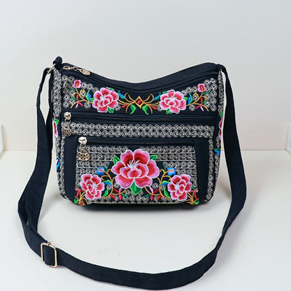 Laptop Bag – Adjustable Strap, Embroidered Floral Retro Bohemian Adjustable | Bag Vero – detail view 7