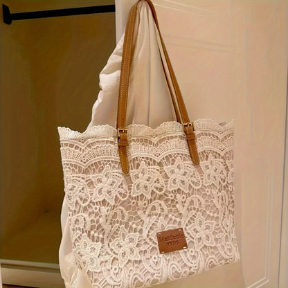 2025 New Style Lace Tote Bag/ Shoulder Bag: Elegant And Premium with Floral Decorations, Perfect for Daily Commuting Or Photo Shooting, Ideal Holiday Gift (Halloween/Thanksgiving/Christmas)