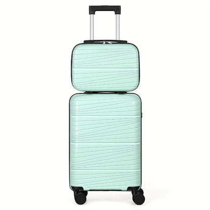 Two-Piece Luggage Set (20" And 14" Backpack) for Travel, Featuring Checked Suitcases That Are Lightweight And Portable, with Hard Sides And Spinner Wheels, Available in Rose Golden, Black, And Dark Blue