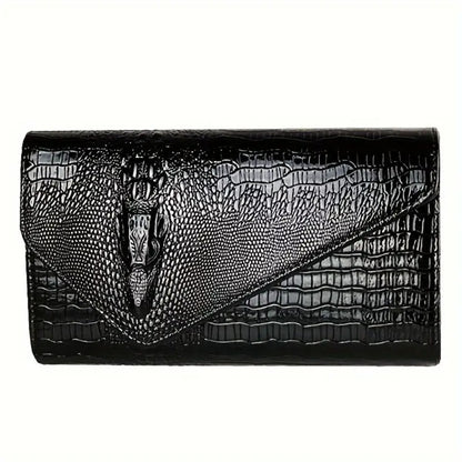 Stylish Golden Envelope Clutch Bag with Magnetic Closure, Spacious Design, Embossed Pattern, Trendy Shoulder Chain Crossbody Purse for Women