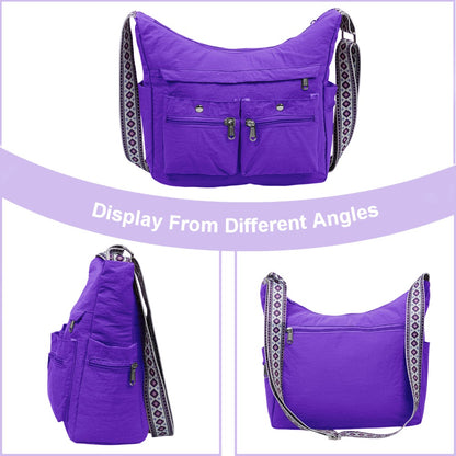 Nylon Crossbody Bag Set (2PCS) for Women and Men– Lightweight Waterproof Multi-Pocket Shoulder Bags, Lightweight Travel Purses, Casual Messenger Handbags for Daily Use, Work, Shopping, Outdoor