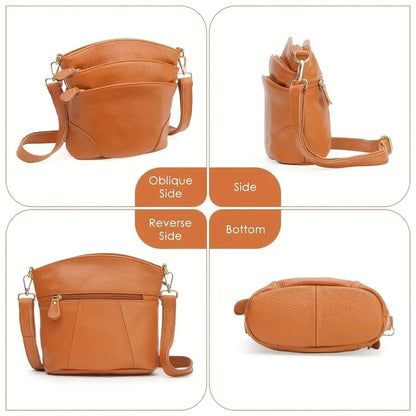 Premium Genuine Leather Crossbody Bag - Luxurious, Versatile, And Spacious with Ample Storage - Handbag Purse Cross Body Organizer Smart Phone Pockets
