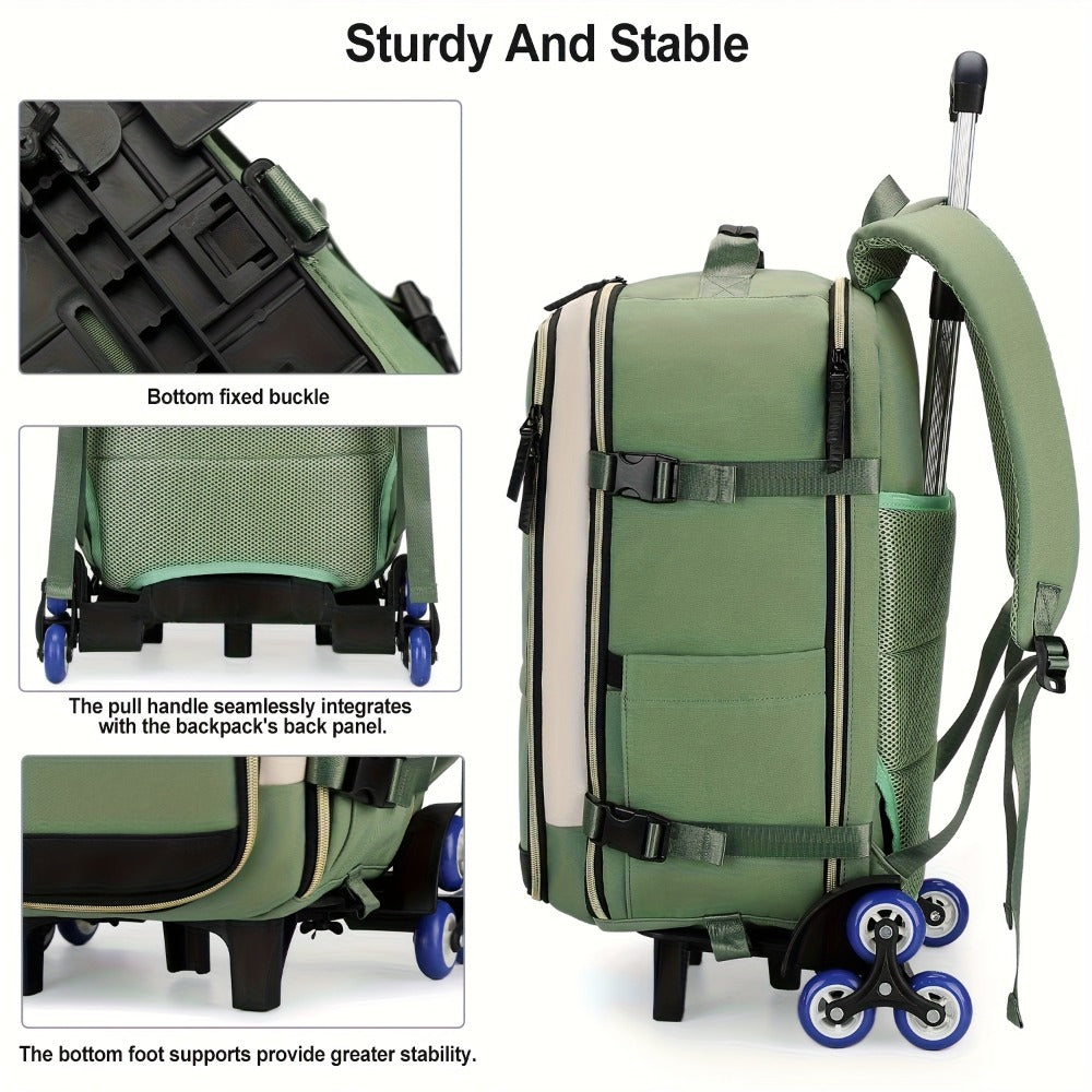 Backpack with Six Wheels, Designed for Business And Travel Commuting, Can Be Taken on Board, Features a Compartment for Laptops, Fits 17-Inch Laptops, Suitable for Adults