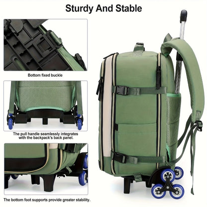 Backpack with Six Wheels, Designed for Business And Travel Commuting, Can Be Taken on Board, Features a Compartment for Laptops, Fits 17-Inch Laptops, Suitable for Adults