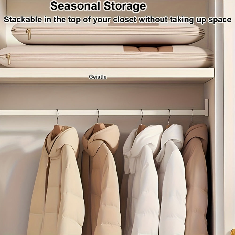 1pc Compressible Suspended Garment Bag with Transparent Window-Space - Saving Storage for Coats, And Suits, 27 Inches Or MoreHeight, Ideal for Closet Organizing, Closet Storage Boxes-Transparent Window Design - Zipper Closure, Clothes Storage Rack