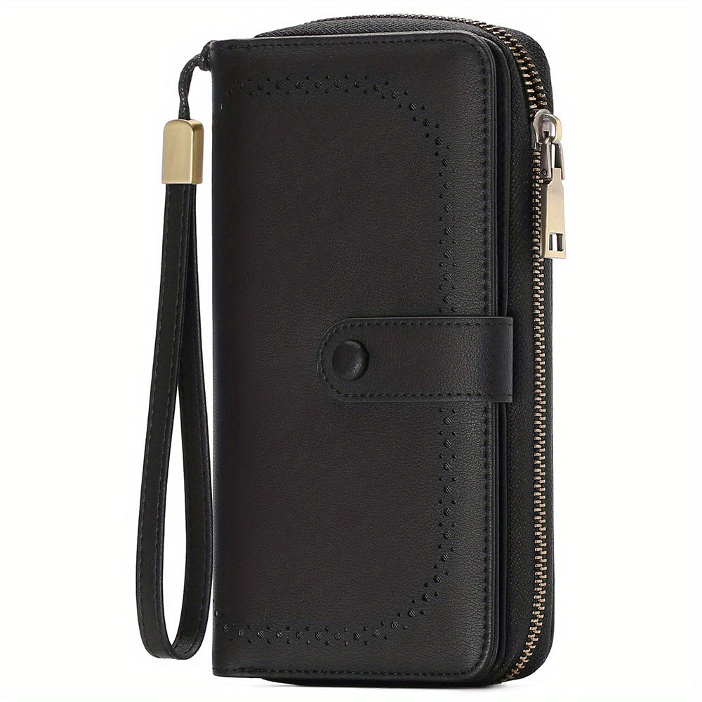 Wallets for Women, RFID Blocking Large Capacity Wristlet Clutch with 45 Card Slots & Zipper Pocket, Detachable Strap Handbag, Gift for Office Workers & Travelers