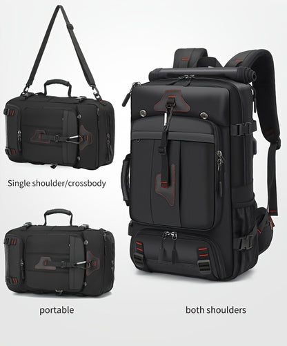 Travel Backpack, Portable Backpack, Large Capacity Duffel Bag Men's Outdoor Expandable Convertible Boarding Duffel Backpack, Black 21.13gal Hiking Bag, Fit 17 Inch Laptop, Suitable for Outdoor Travel Work Business