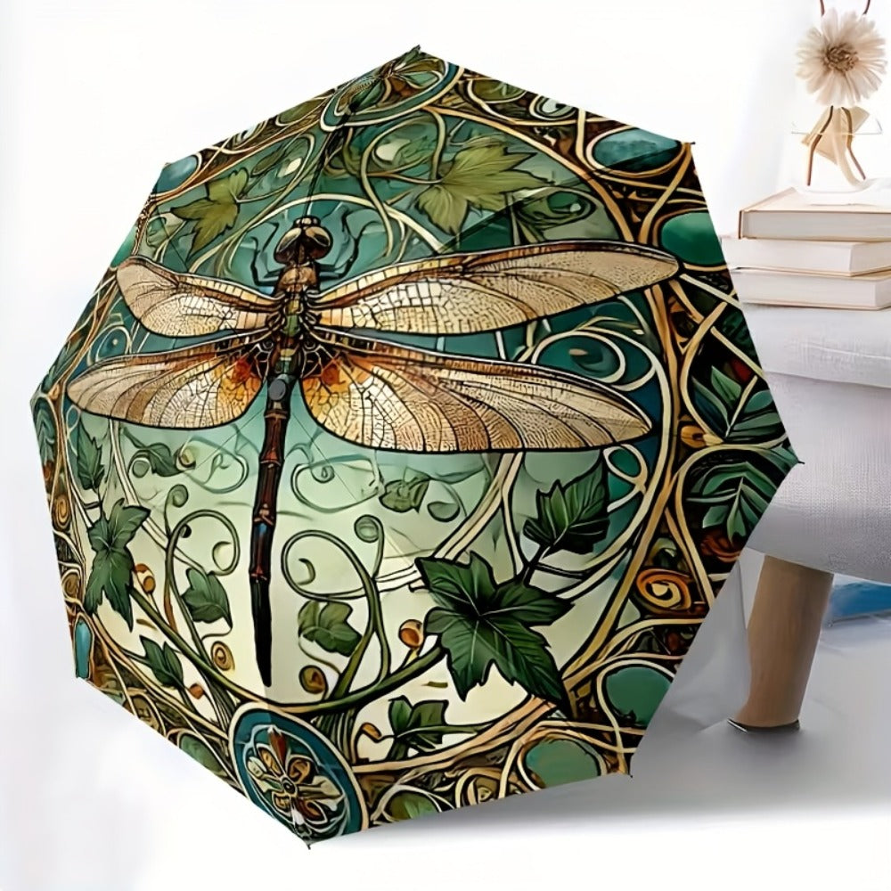 New Umbrella Featuring Dragonfly Print—lightweight,, and Perfect for Daily Commuting. Ideal for Travel, Outdoor Excursions, and Activities, This Beautifully Patterned Umbrella Is an Essential Item for Every Household.
