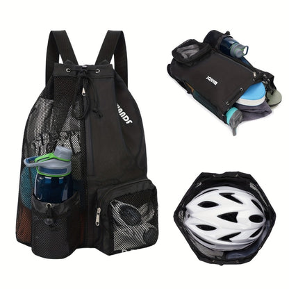 [Quick-Dry Swim Backpack] Quick-Dry Lightweight Swim Backpack with Drawstring Closure | Foldable Gym & Travel Bag, Ergonomic Shoulder Strap, Dry-Wet Separation Compartment, Mesh Pockets - for Pool, Beach, Gym - Durable Polyester