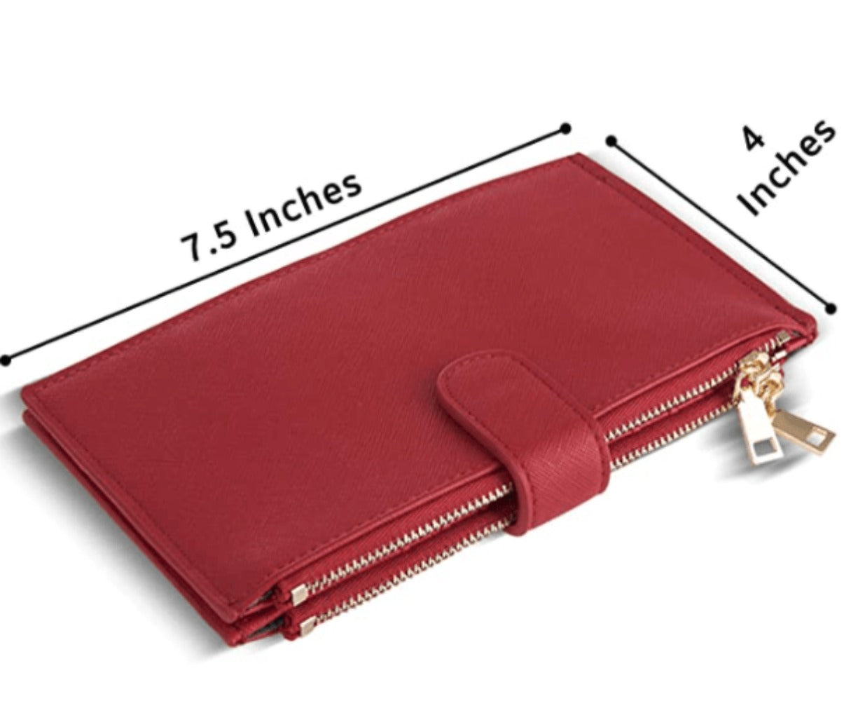 Bifold Multi Card Case Wallet with Zipper Pocket with RFID Blocking