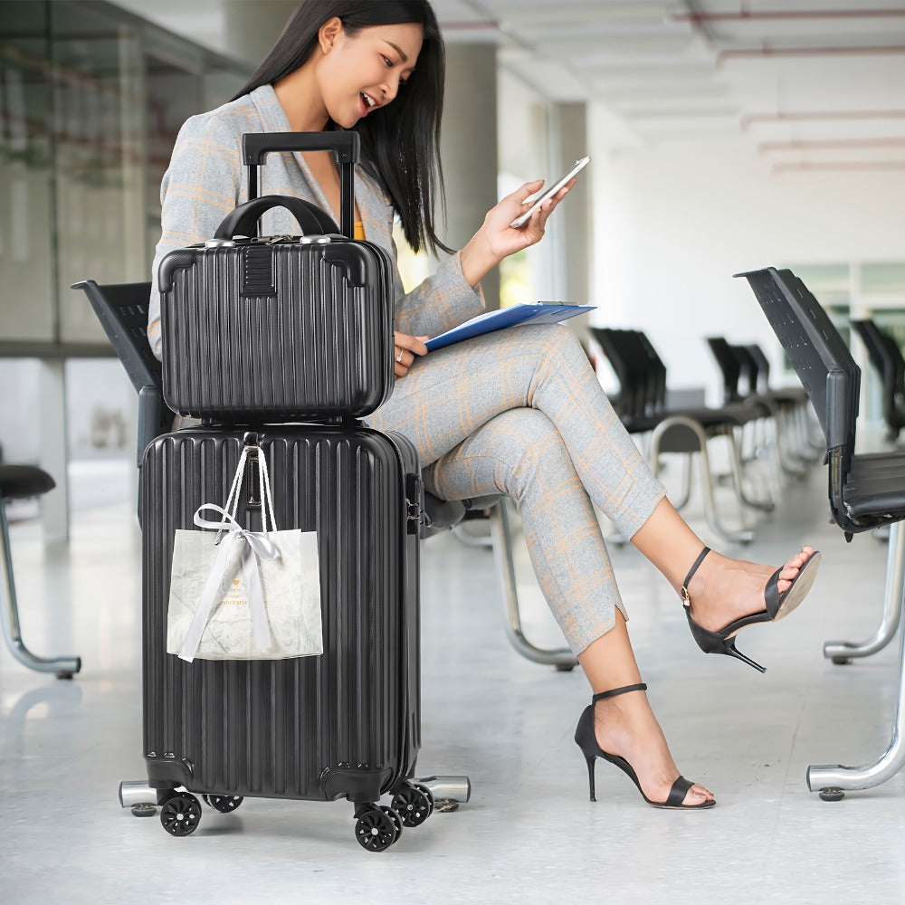 2pcs Set Trolley Case Hook (20"+ 14"), with Suitcase, Lightweight PC Abs Hardshell, TSA Lock, Multi-color Options