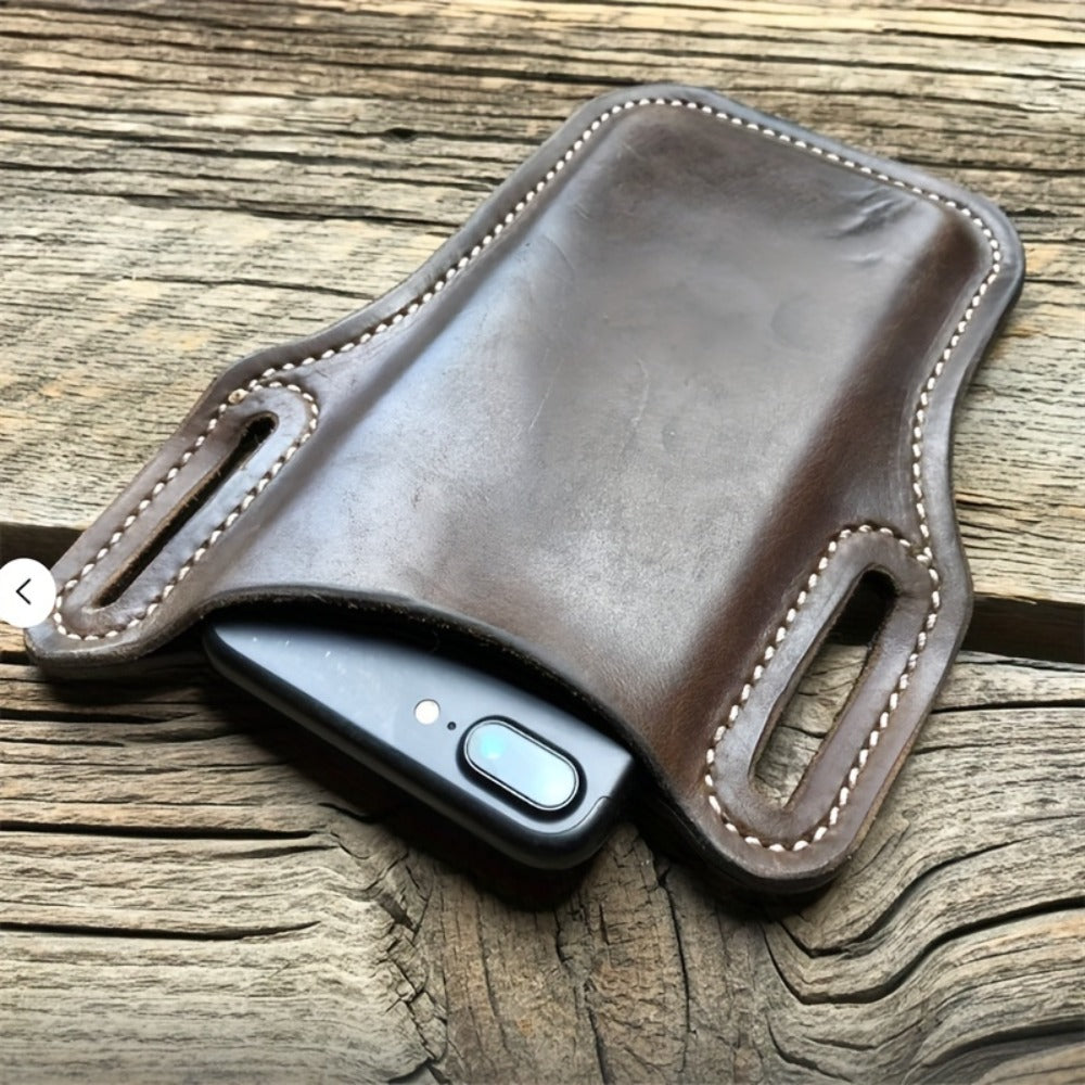 1pc Of  Cowhide Phone Waist Cover, Men's Waist Bag, Men's Belt Phone Bag Suitable for 6-7 Inch Smartphones