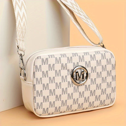 New Stylish And Elegant Women'S Shoulder Bag, Featuring an 'M' Badge, Adjustable Strap Length, Zipper Closure, Can Be Used As a Phone Bag Or Coin Purse, Suitable for Daily Travel And Shopping.