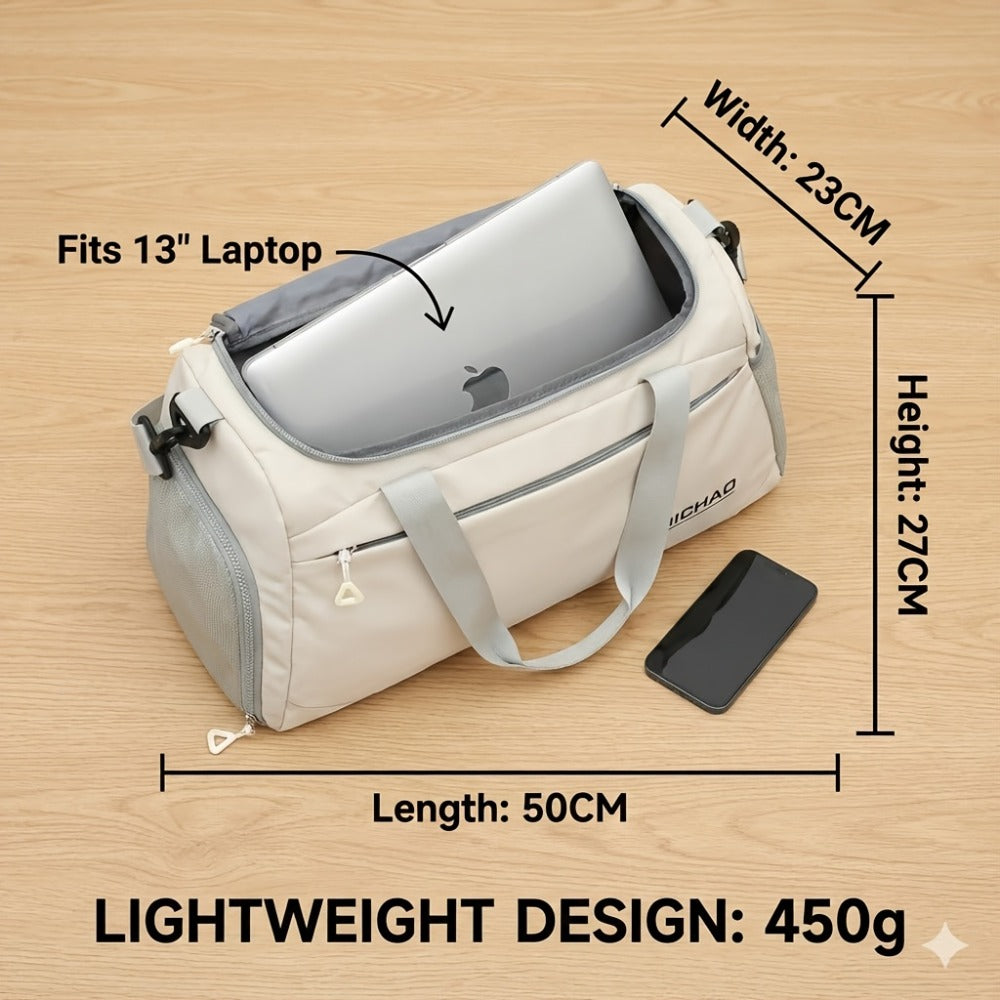 Essential Weekender Gym Bag with Wet Pouch & Shoe Garage, Convertible Style for Worry-Free Travel
