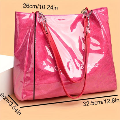 Fashionable Ladies Handbag with One Shoulder Bag Transparent Design, Zipper Closure, Polyester Lining - Perfect for Everyday Use Or Gift-available - Available In Black, Golden,  And Brown