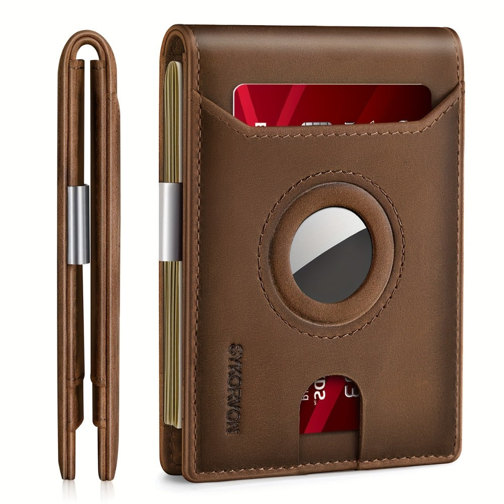 AirTag Wallet for Mens, RFID Blocking Wallet with Money Clip Credit Card Holder Bifold Wallet with Elegant Packaging, Sentimental Wallet Gift for Dad