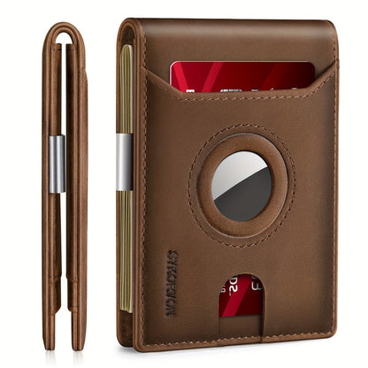 AirTag Wallet for Mens, RFID Blocking Wallet with Money Clip Credit Card Holder Bifold Wallet with Elegant Packaging, Sentimental Wallet Gift for Dad