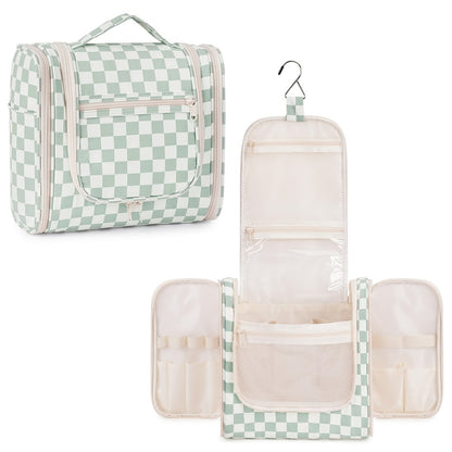 Women' Large Hanging Toiletry Bag - Large Capacity Travel Cosmetic Organizer with Hanging Hook & Top Handle, Lightweight Suitable for Holiday Trips, Zipper Closure, Multiple Pockets, Portable Makeup Case for Daily Commute and Storage