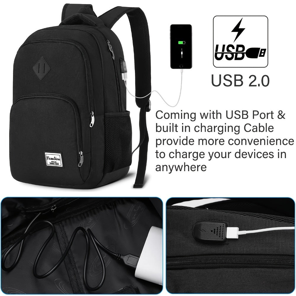 Laptop Backpack – 15.6 Inch, USB Charging, Adjustable Strap, for Travel & School | Bag Vero – detail view 4