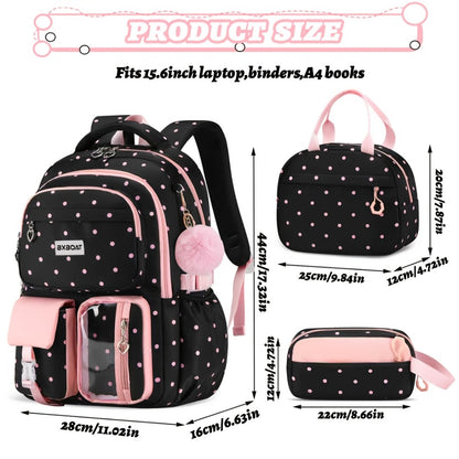 3pcs Teenage School Backpack Handbag Storage Bag Set | 15.6-inch Laptop Backpack, Cute and Large Capacity with Multiple Pockets, Smooth Zipper, Casual Style, Lightweight, Trolley Sleeve, for Back to School and Daily Use, For Teenager, For Teenager