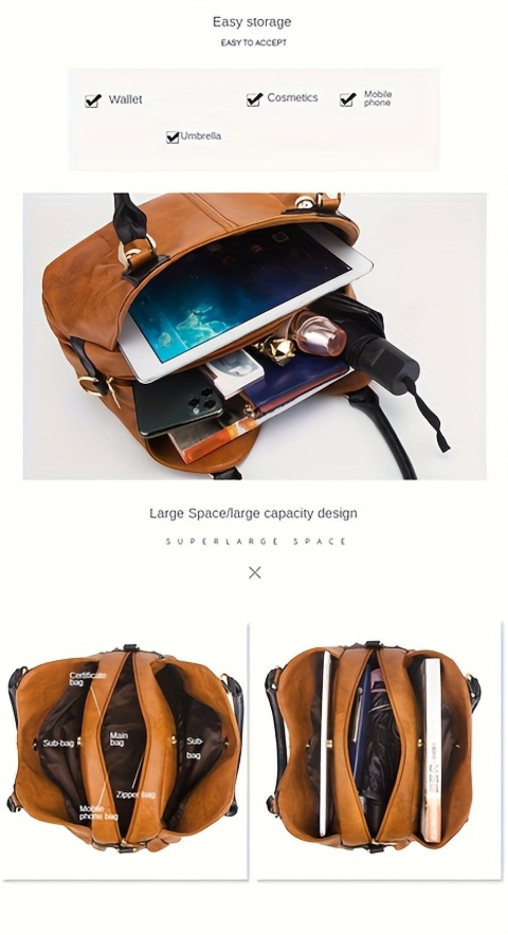 Crossbody Bag for Women – 4-Piece, Large Capacity, Multi-Pocket, Adjustable Strap | Bag Vero – detail view 17