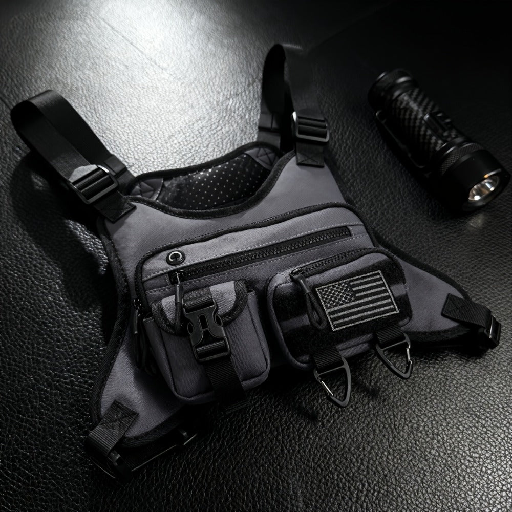 A Men's Multi Style Sports Chest Bag with Hollowed Out Design Tactical Backpack, Suitable for Multiple Scenarios