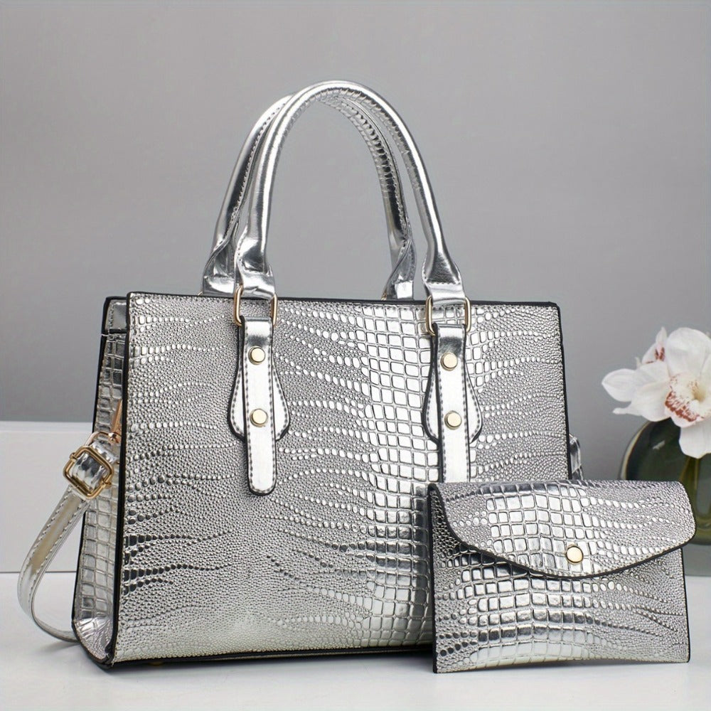 [Elegant Shoulder Bag] 2pcs Set PU Elegant Women's Shoulder Bag, Large Capacity Women's Crossbody Bag, Handbag
