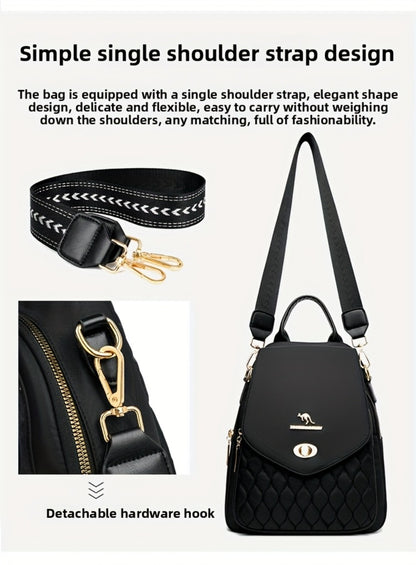 Trendy Urban Fashion Women'S Backpack - High-grade Texture And Pattern Design, Elegant And Practical, Golden Hardware Embellishment, Suitable For Commuting, Leisure, Travel, Ideal Holiday Gift