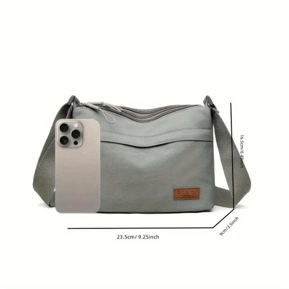 Women'S Large-Capacity High-Quality Casual Solid Color Crossbody Bag | With Adjustable Shoulder Strap And Zipper Closure - Elegant Gray/White/Pink/Black Canvas Bag With Compartments For Organized Storage Inside