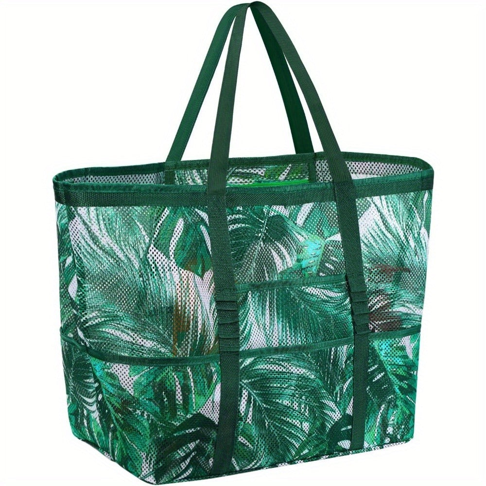 One Extra-Large Mesh Beach Tote Bag That Is Foldable And Easy to Carry, Perfect for Pool Outings, Boat Trips,, And Vacation Necessities. This Lightweight Swim Bag Features a Zipper And Additional Pockets for Organizing Your Essentials