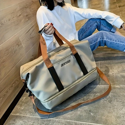 Large Capacity Travel Bag for Women; Deluxe Extra Large Handbag with Separate Compartments, Dry And Wet Separation, Suitable for Travel Exploration And Fitness; Maternity Bag; Bag with Independent Shoe Compartment Travel Bag