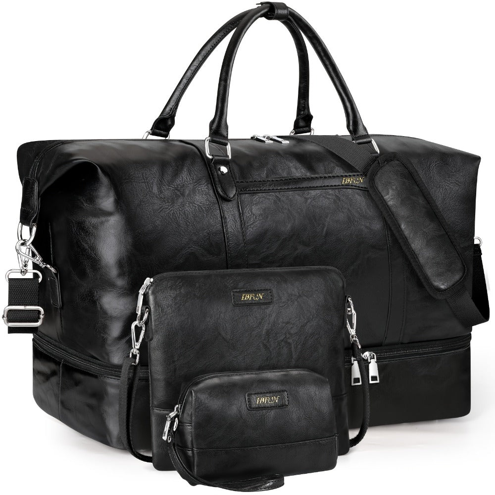 Overnight Bags for Women, Large Travel Duffel Bag Carry On Bag for Airplanes Weekender Bag for Women with High Quality Shoes Compartment & Pockets, Men Travel Business Essential Toiletry Gift 3pcs