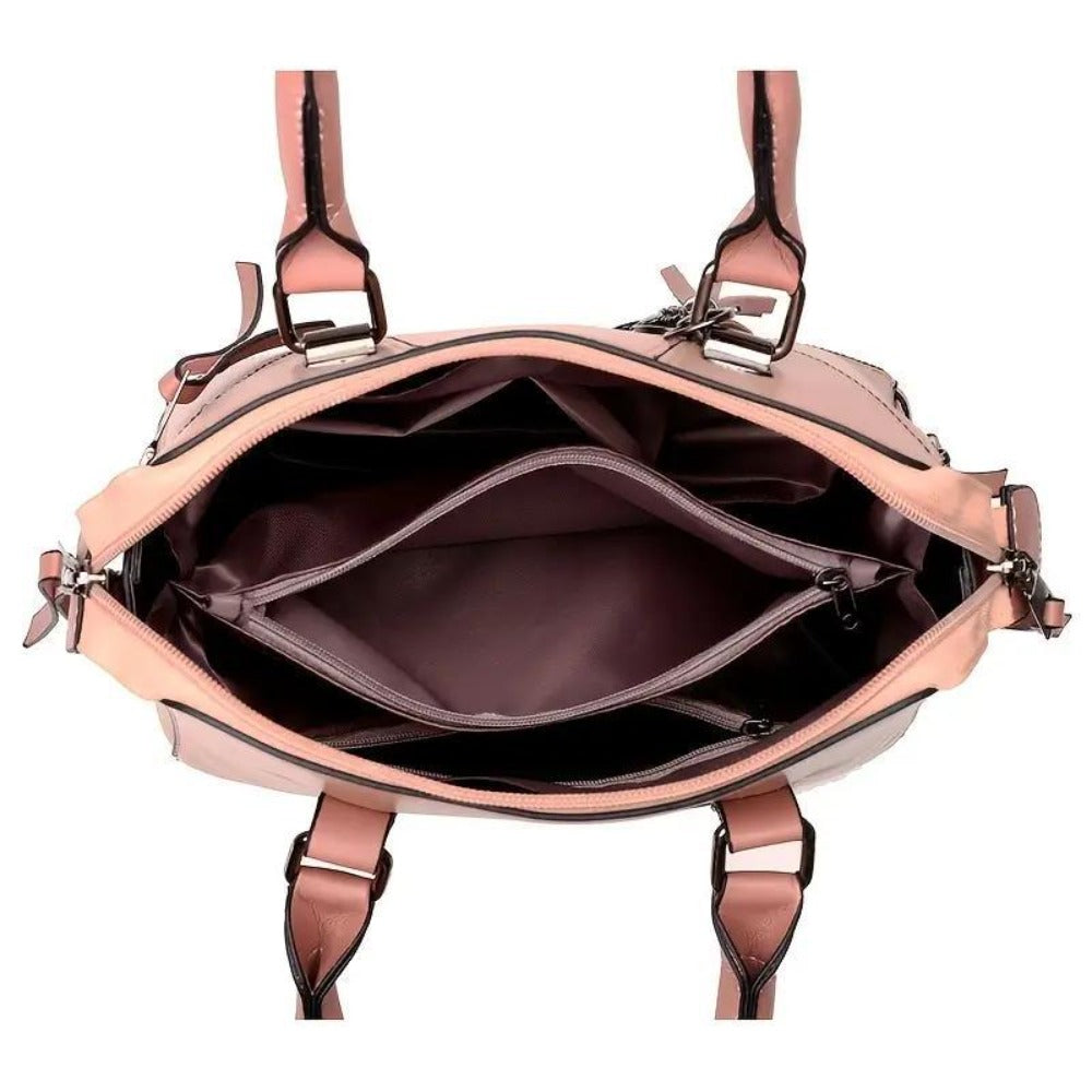 2026 4pcs Set PU Minimalist Style Women's Bag Set, Lightweight Women's Shoulder Bag, Large Capacity Women's Crossbody Bag Tote Bag with Cat Tassel Decoration, Suitable As A Gift, Game Day Bag, Football Fan Gear for All Fans