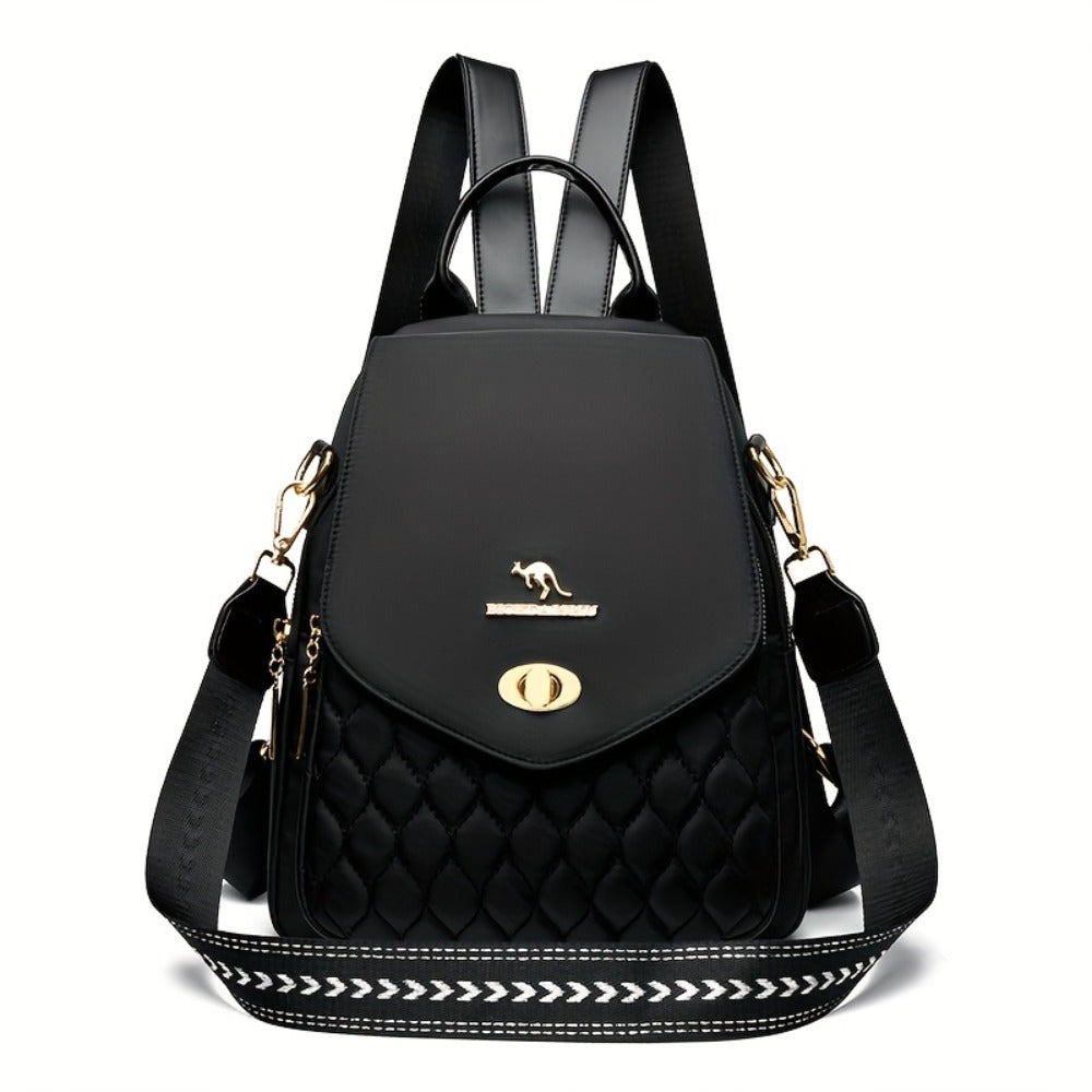 Trendy Urban Fashion Women'S Backpack - High-grade Texture And Pattern Design, Elegant And Practical, Golden Hardware Embellishment, Suitable For Commuting, Leisure, Travel, Ideal Holiday Gift
