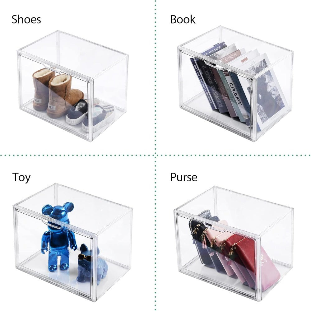 12/9/6/3 pcs Purse Organizer for Closet, Handbag Storage Organizer, Clear Acrylic Display Case with Magnetic Door, Plastic Storage Bins for Bags, Books, Cosmetics & Collectibles (3 Pack)