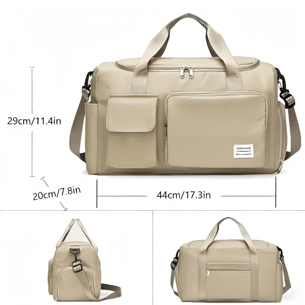 Women's Lightweight Large-Capacity Sports Travel Gym Bag, Durable Nylon Hand-Carry Gym and Business Luggage, Multi-Compartment Design, for Weekend Short Trips, a Combination of a T60 Gym Bag and Crossbody Bag, Local Warehouse